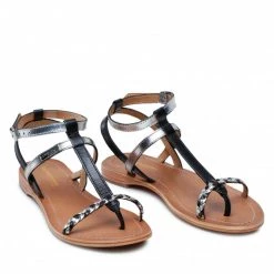 Femme Sandales LES TROPEZIENNES - Hilatres C19036 Black/Silver Noir, Argent -Reebok Classic Soldes 0000300489390 05 rz
