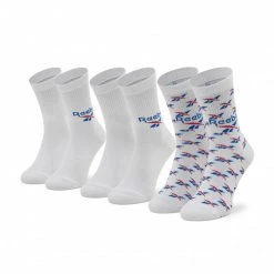 Accessoires Lot De 3 Paires De Chaussettes Hautes Unisexe Reebok - Classics Fold-Over GG6684 White/Vector Blue/Vector Red Blanc